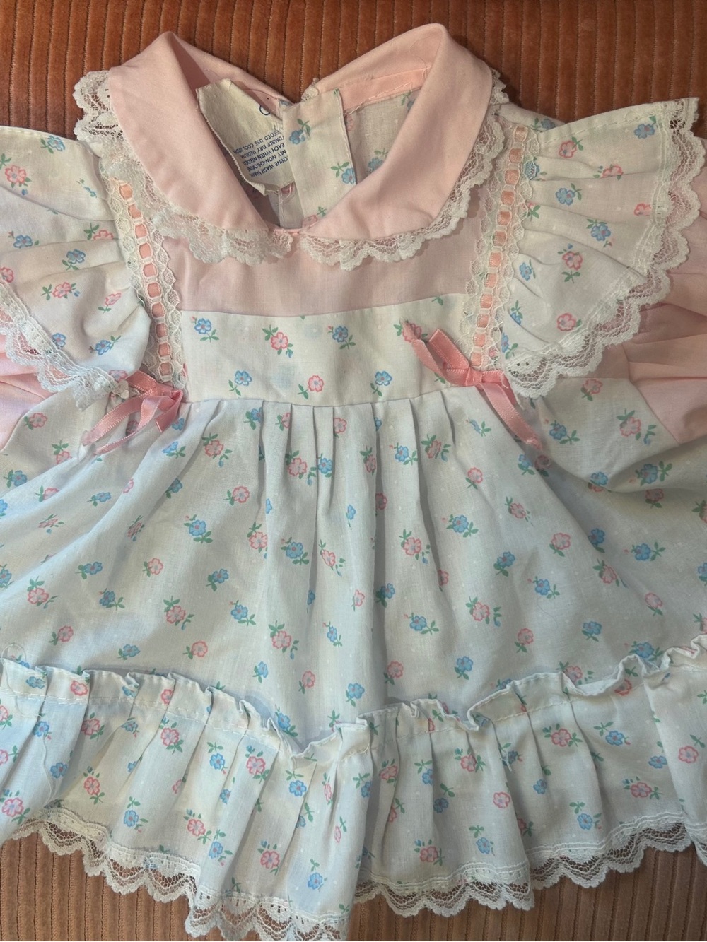 Vintage Cradle Togs Toddler Girls 18M Floral Lace Ruffle Dress Pink Cottagecore